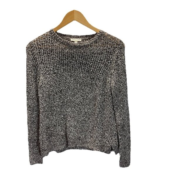 Eileen Fisher Crew Neck Open weave Sweater Brown marbled size Med‎ Pet. neutral - Picture 1 of 8